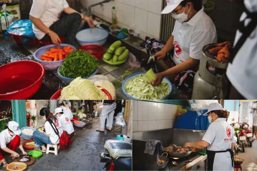chế biến thức ăn cho sài gòn và phần cơm tình thương
