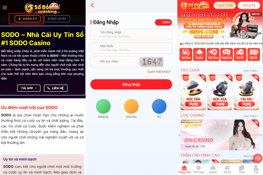 đăng ký sodo trên website