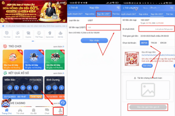 nạp tiền sodo qua usdt
