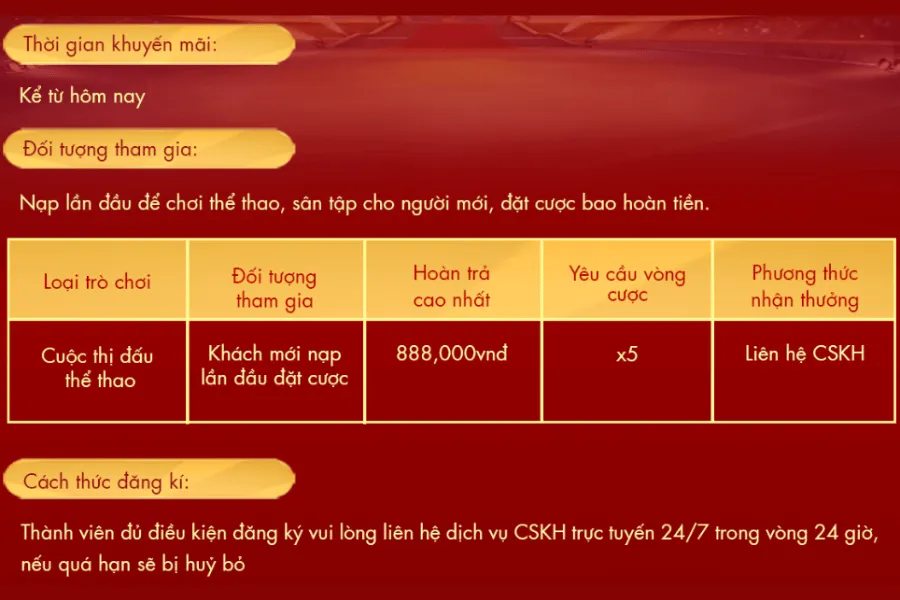 hoàn thua thể thao lần đầu